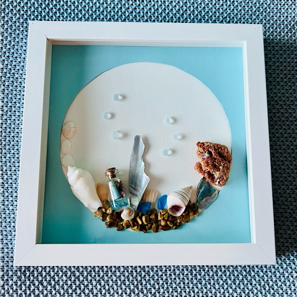 Framed Beach-Themed Shadow Box Art